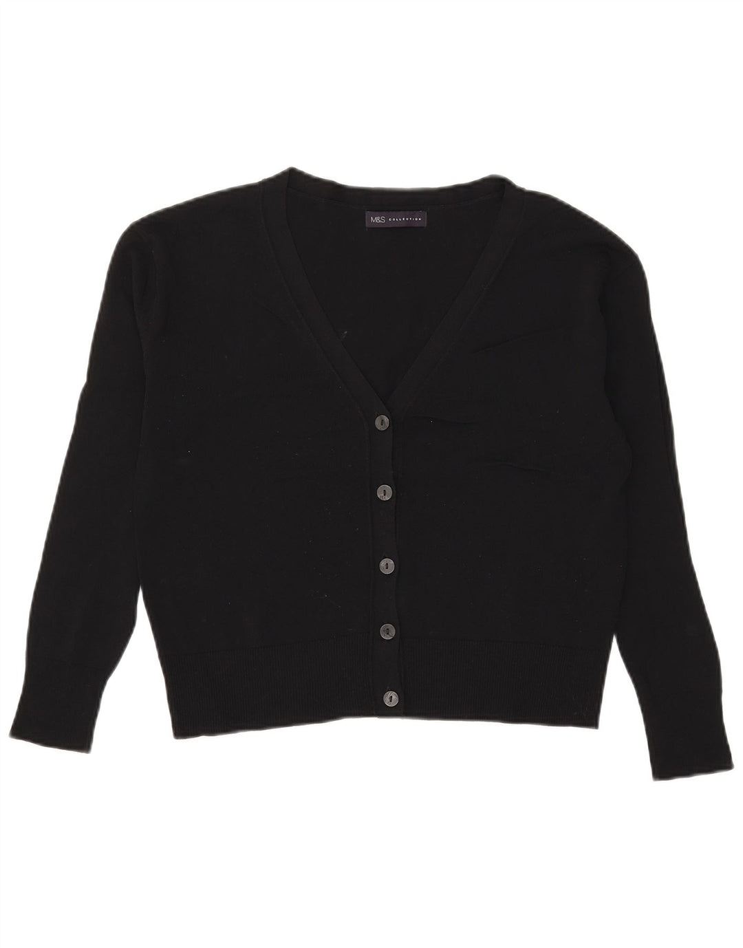 Marks & Spencer ženski kratki kardigan pulover UK 8 Small Black
