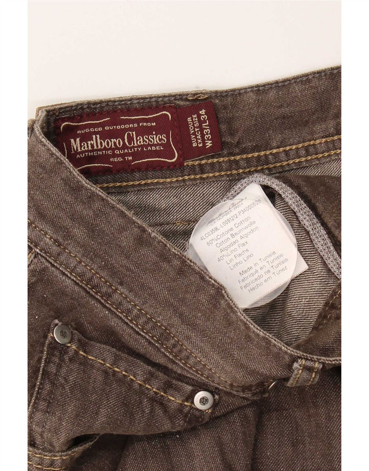Marlboro Classics Mens Straight Jeans W33 L30 Smeđi pamuk