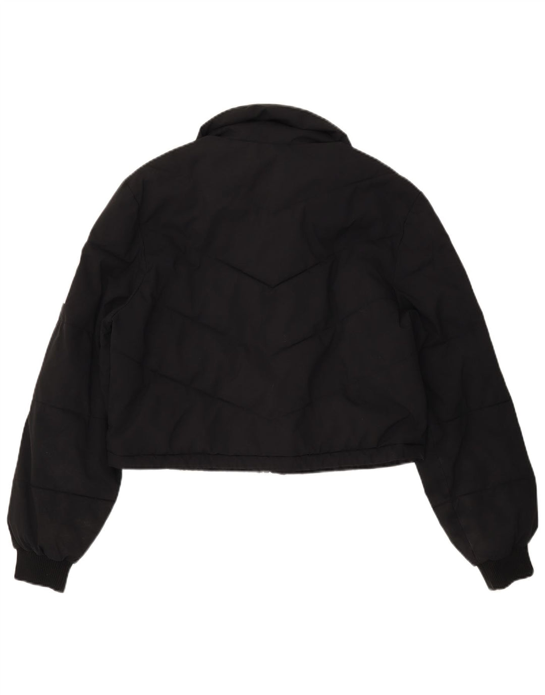 TRUE RELIGION Ženska kratka podstavljena jakna UK 16 Veliki crni poliester