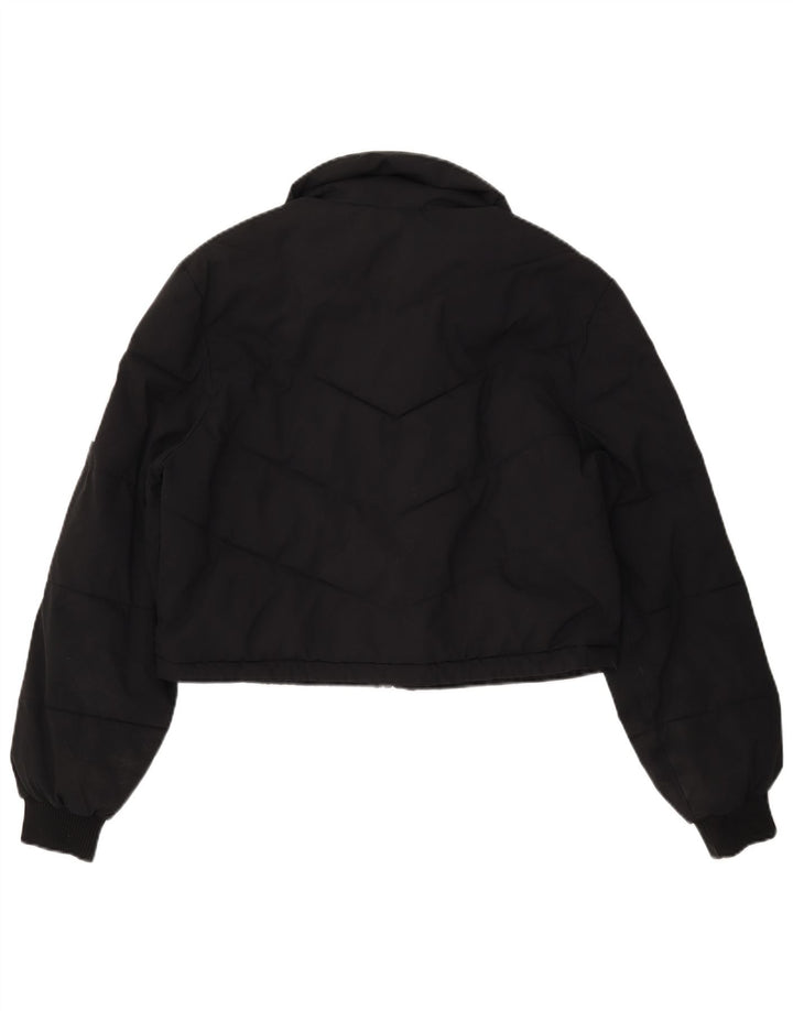 TRUE RELIGION Ženska kratka podstavljena jakna UK 16 Veliki crni poliester