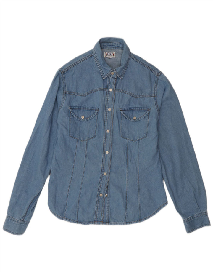 Vintage ženska traper košulja UK 14 Large Blue
