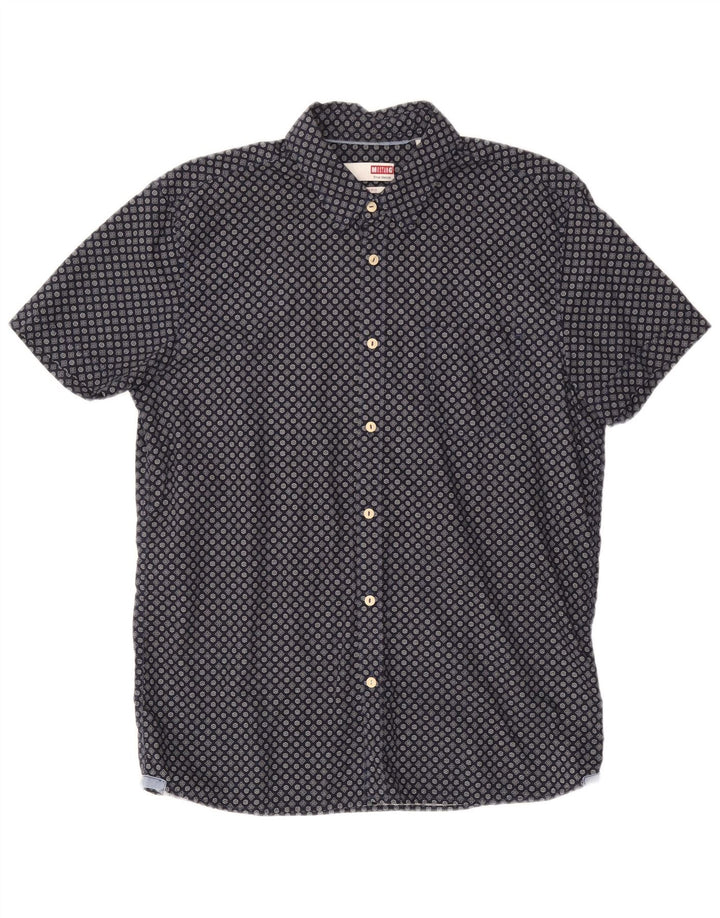 MUSTANG muška uska košulja kratkih rukava, velika tamnoplava cvjetna pamuk