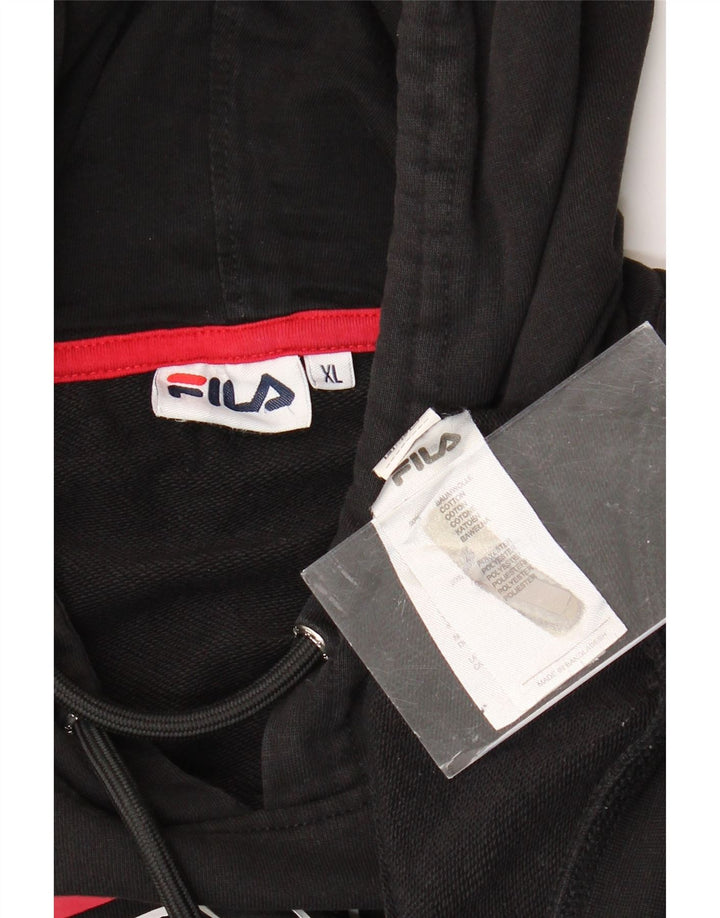 FILA Ženska skraćena majica s kapuljačom s kapuljačom UK 18 XL Crni pamuk u boji