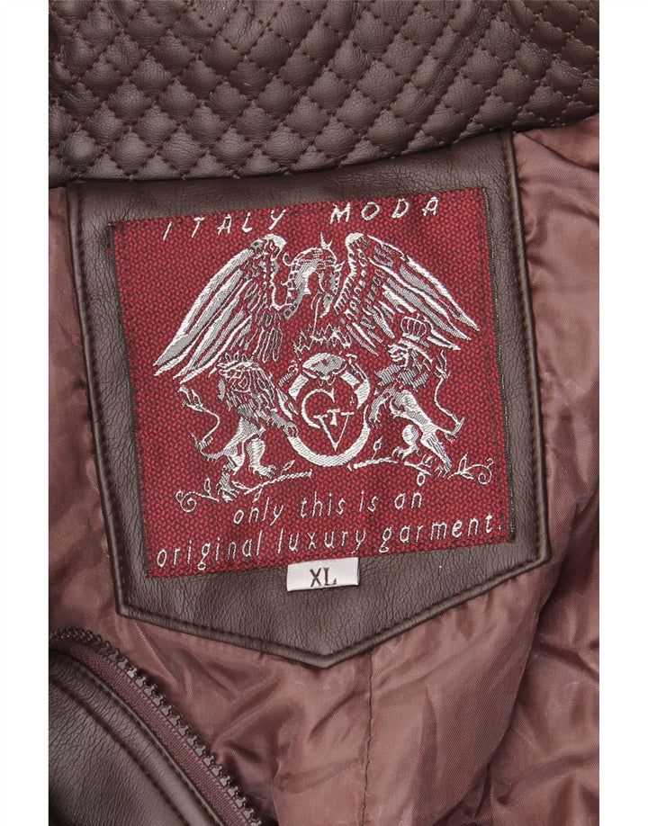 Vintage muška kožna jakna UK 42 XL smeđa