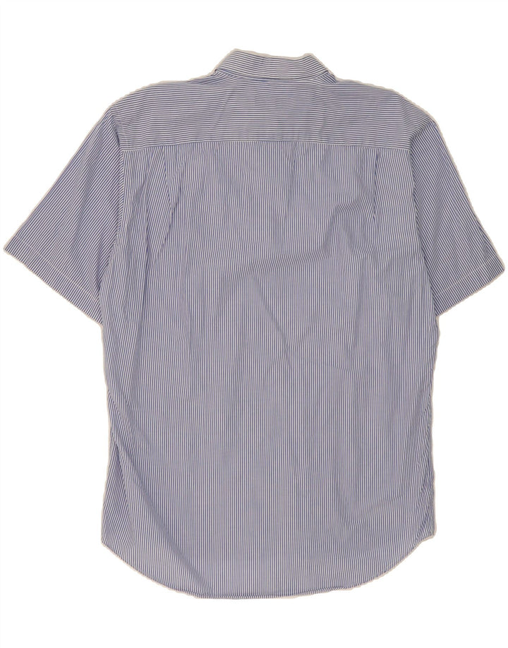 PRINGLE Mens Short Sleeve Shirt Large Blue Pinstripe Cotton Vintage Pringle and Second-Hand Pringle from Messina Hembry 
