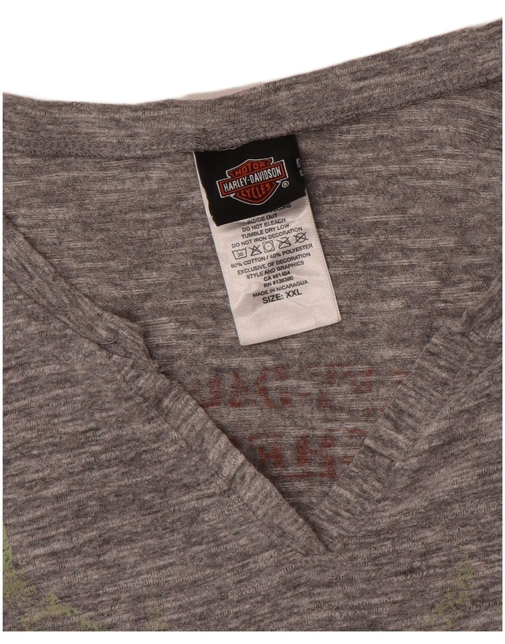 Harley Davidson muška grafička majica dugih rukava 2XL, sivi flekasti pamuk