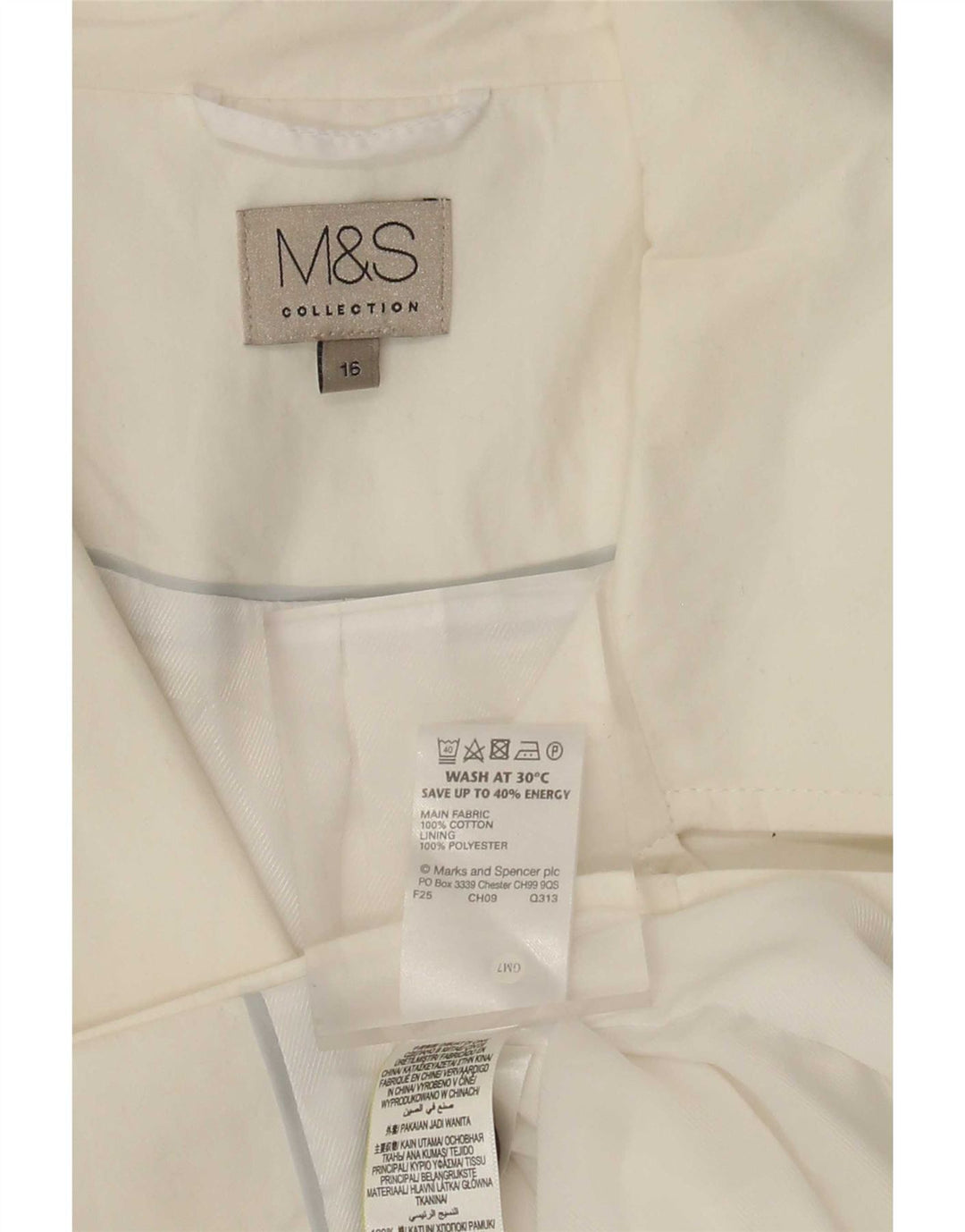 Marks & Spencer ženski kratki trenč kaput UK 16 Veliki bijeli pamuk