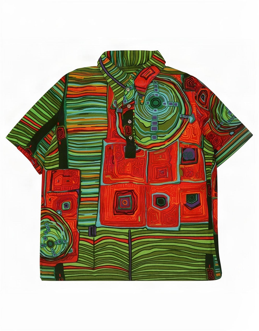 Vintage ženska polo majica UK 14 srednje raznobojna geometrijska