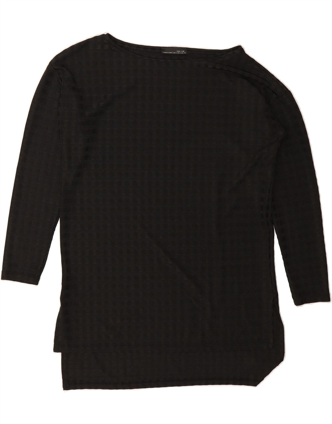 ZARA Womens Oversized Top 3/4 Sleeve UK 10 Small Black Check Vintage Zara and Second-Hand Zara from Messina Hembry 