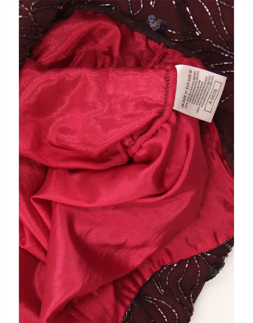 VINTAGE ženska plašt haljina bez rukava UK 12 Srednje tamnocrvena cvjetna