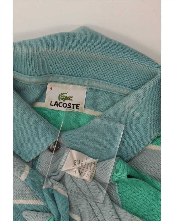 Lacoste muška polo majica za ragbi, veličina 4, pamuk srednje zelene pruge