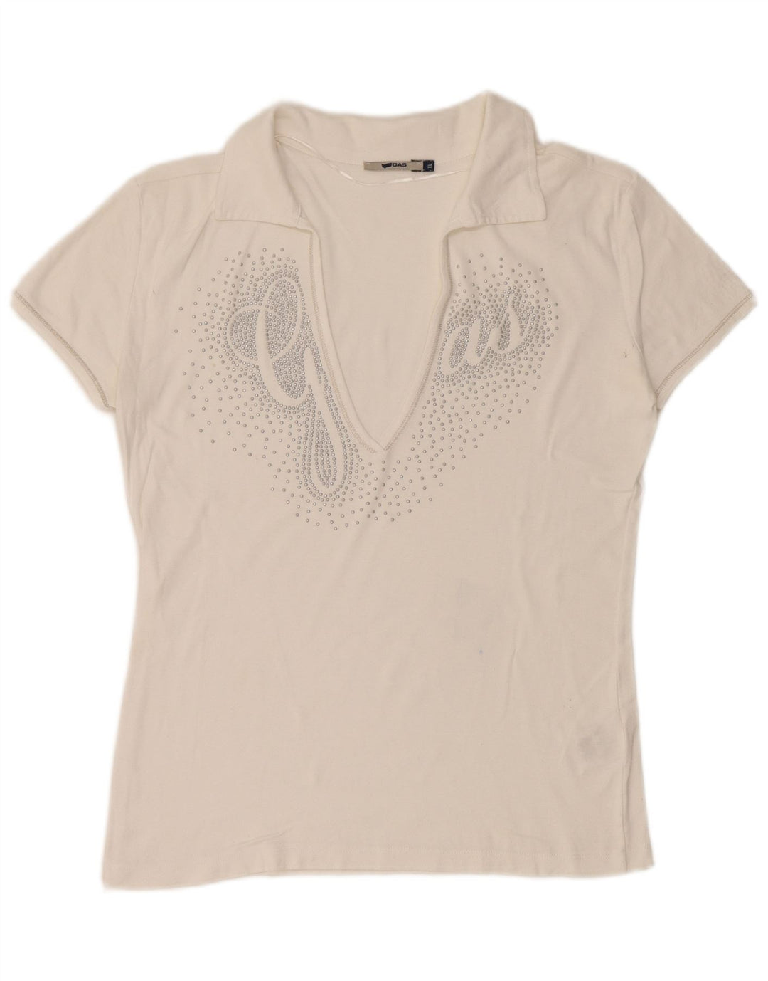 GAS Ženska grafička polo majica UK 18 XL bijeli pamuk