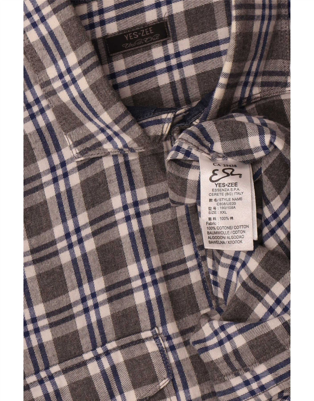 Yes Zee muška flanelska košulja 2XL sivi karirani pamuk