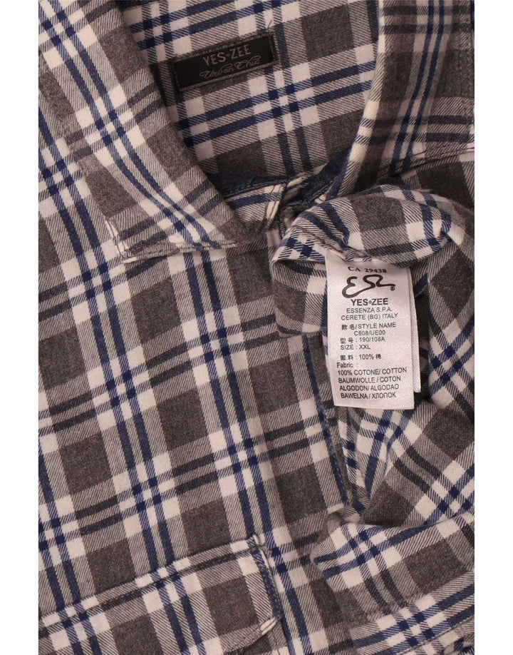 Yes Zee muška flanelska košulja 2XL sivi karirani pamuk