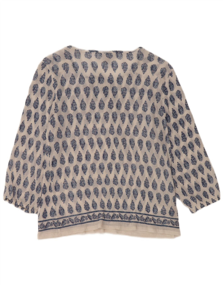 TOMMY BAHAMA Ženski gornji dio bluze s 3/4 rukavima UK 16 Veliki bijeli Paisley pamuk