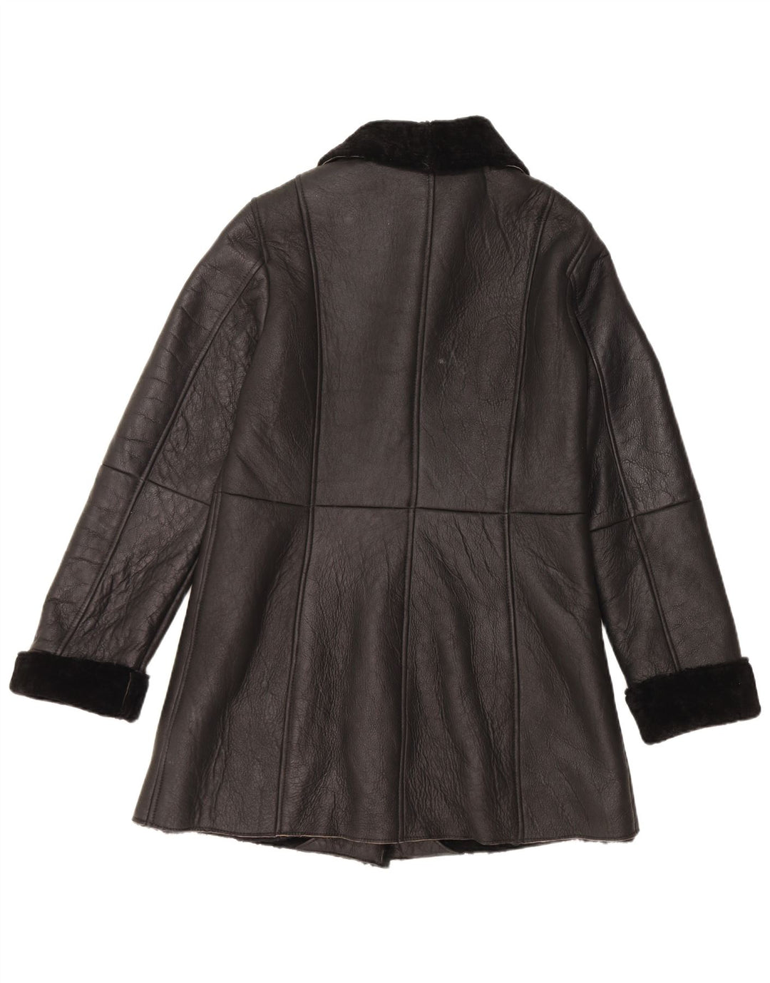 Vintage ženski kaput od šikara EU 40 srednje crne kože