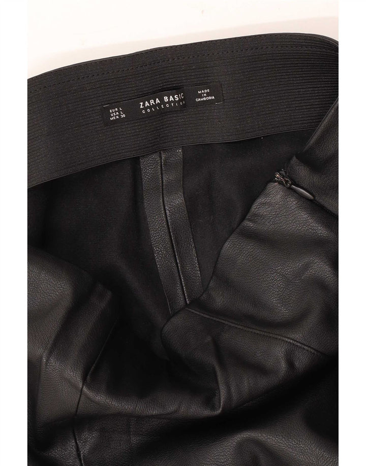 Zara ženske uske kožne hlače Large W30 L27 crne