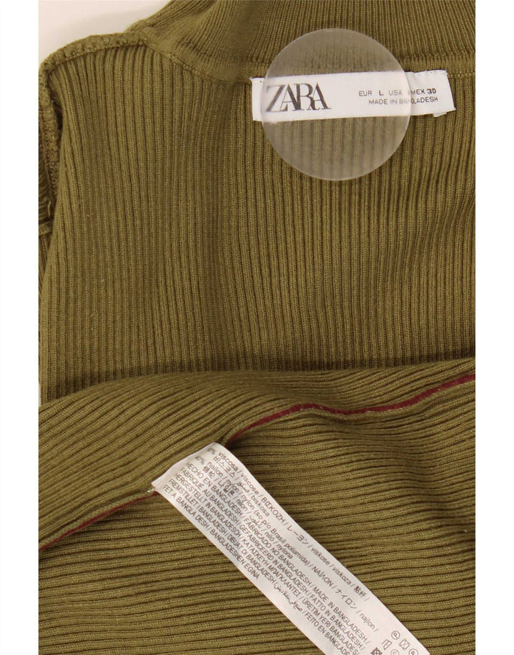 Zara ženska majica dugih rukava UK 14, velika kaki viskoza