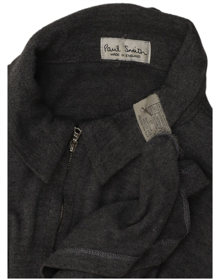 Paul Smith muška polo majica s izrezom na patentni zatvarač 2XL sivi poliester