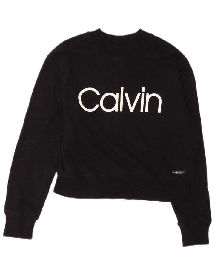 Calvin Klein Ženski kratki džemper s grafičkim motivima UK 12 srednje crna