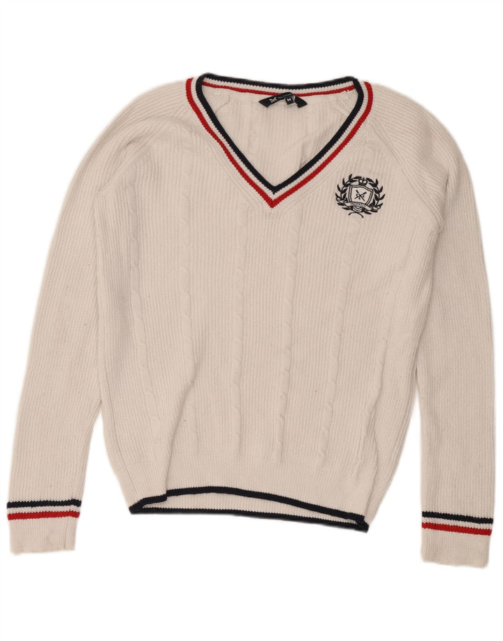 Crew Clothing Muški džemper s V-izrezom Srednje bijeli pamuk