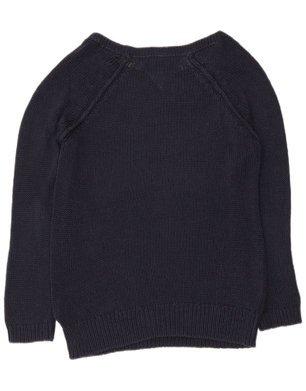 Tommy Hilfiger Womens Boat Neck Jumper Sweater UK 10 Small Navy Blue