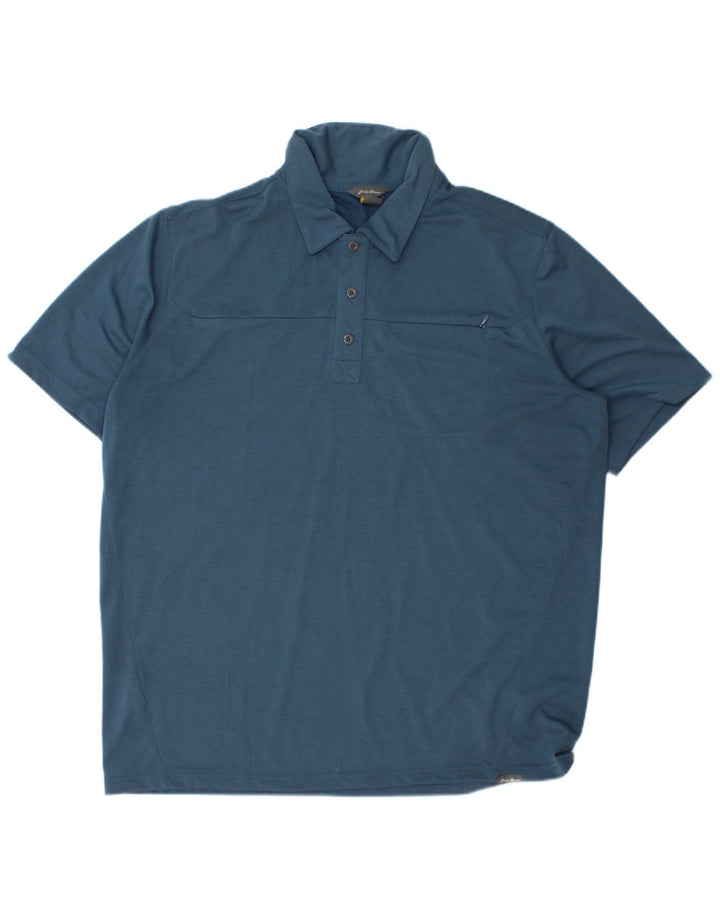 EDDIE BAUER Mens Polo Shirt Large Blue Polyester