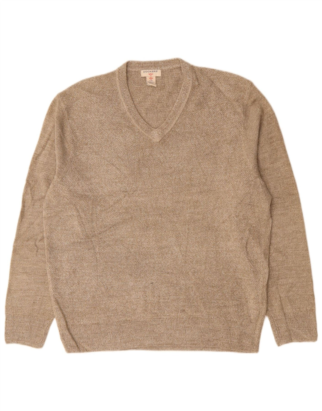 DOCKERS Veliki muški džemper s V-izrezom, veliki bež akril