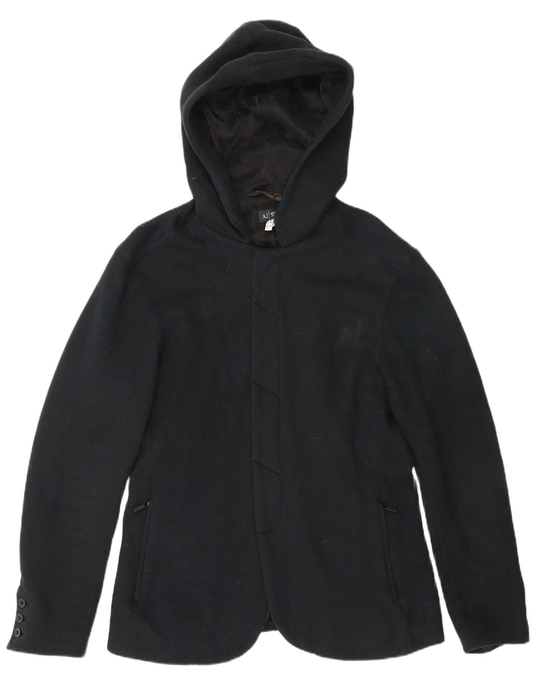 Armani Jeans ženski kaput s kapuljačom UK 14 srednje crni pamuk