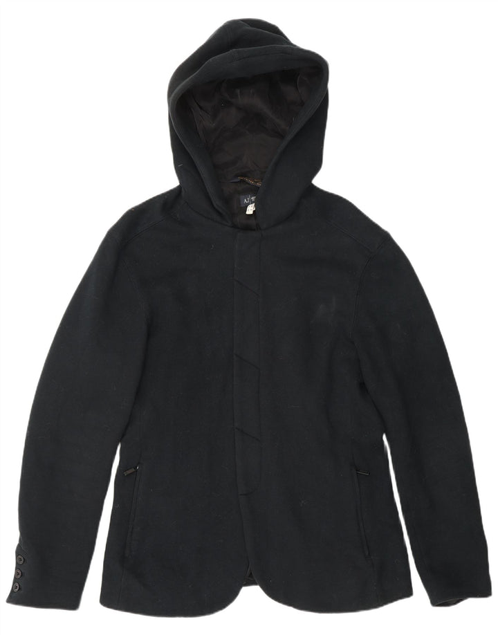 Armani Jeans ženski kaput s kapuljačom UK 14 srednje crni pamuk