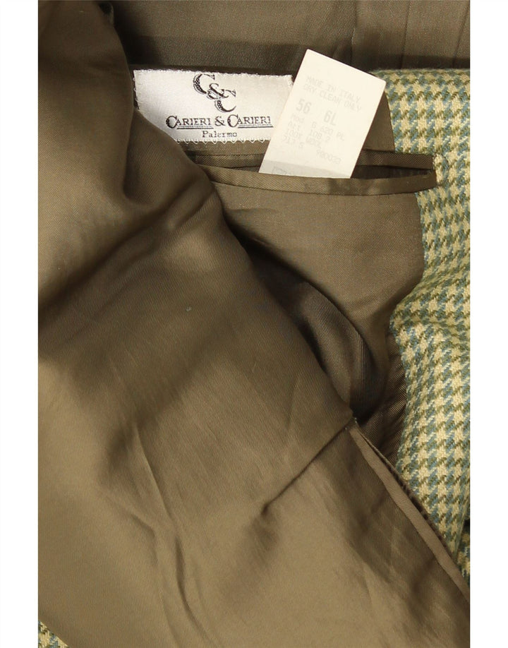 Carieri&Carieri Mens 2 Button Blazer Jacket IT 56 3XL Green Houndstooth