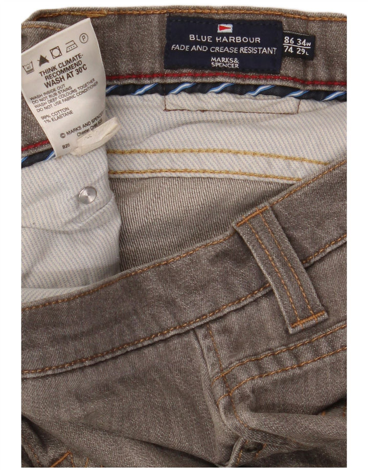 Marks & Spencer muške ravne traperice Blue Harbor W34 L29 sivi pamuk