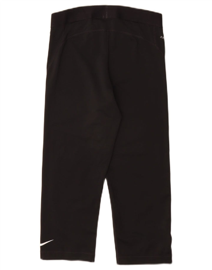 NIKE Ženske Dri Fit Graphic Capri Leggings UK 12 Srednje crni poliester