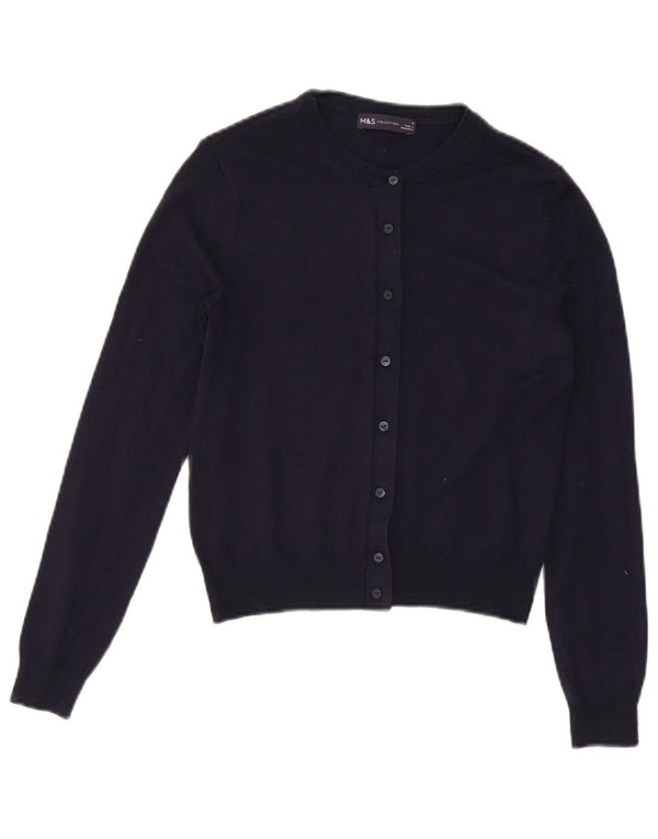 Marks & Spencer Womens Cardigan Sweater UK 8 Small Navy Blue Viscose
