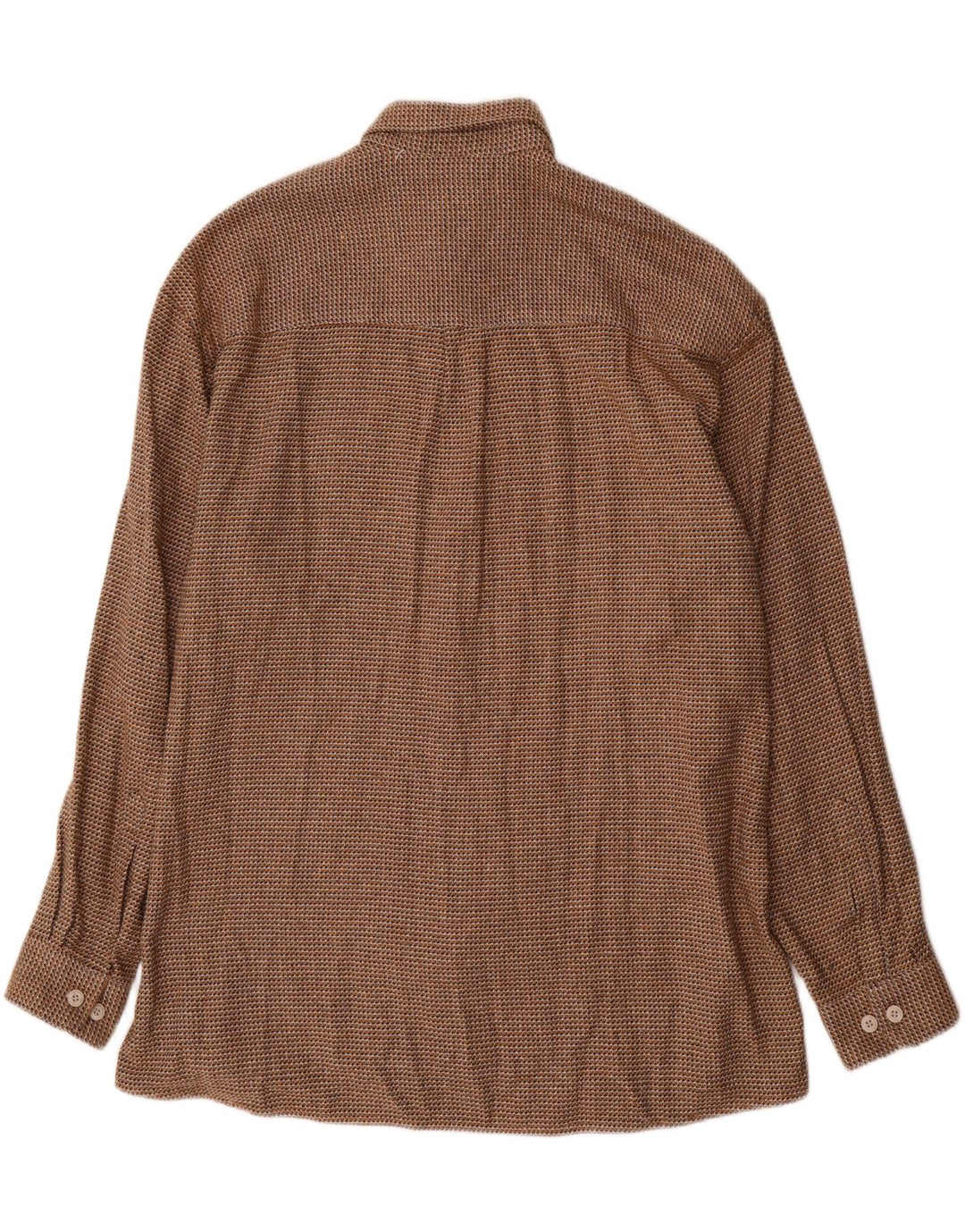 Vintage muška košulja, veličina 43 XL, smeđi pamuk s ptičijim zubima