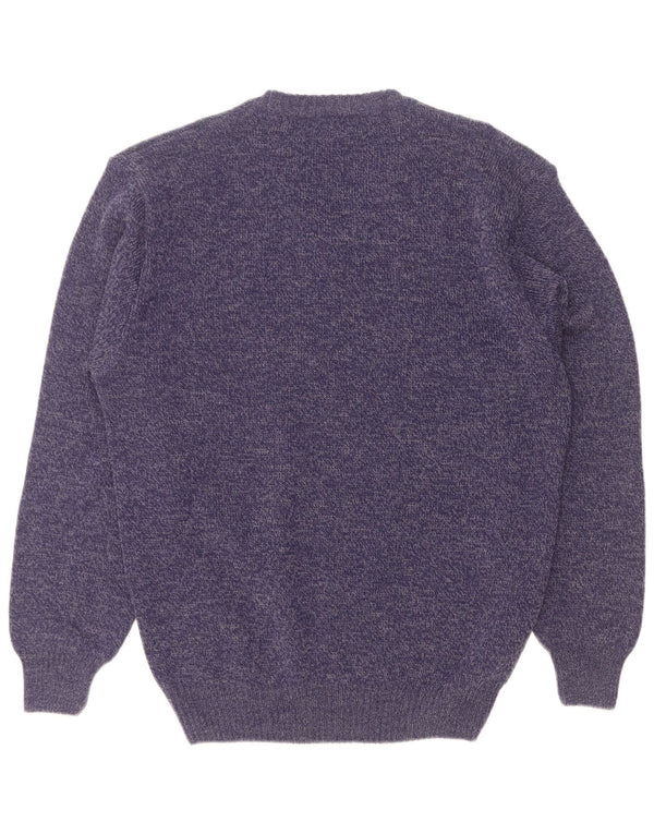 Tris Line Mens V-Neck Jumper Sweater Large Navy Blue Geometric