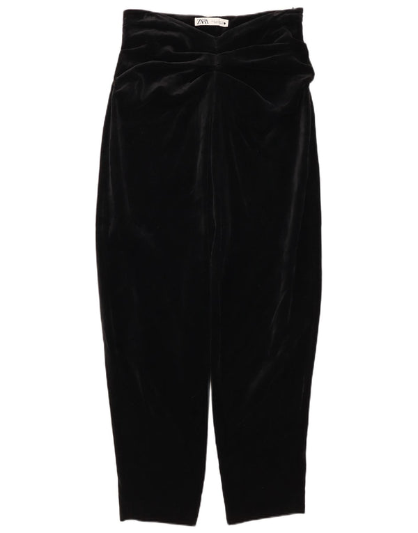 ZARA ženske baršunaste sužene ležerne hlače srednje veličine W28 L27 crni pamuk
