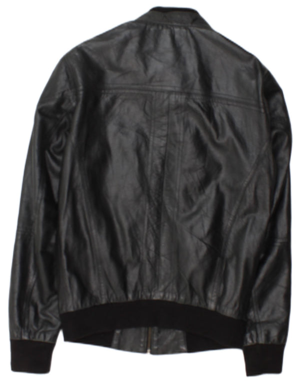 Vintage Mens Leather Jacket UK 36 Small Black Leather
