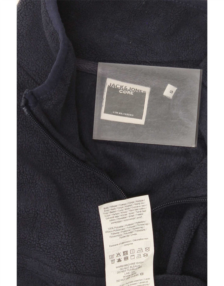 Jack & Jones muški džemper od flisa s patentnim izrezom Mali tamnoplavi poliester