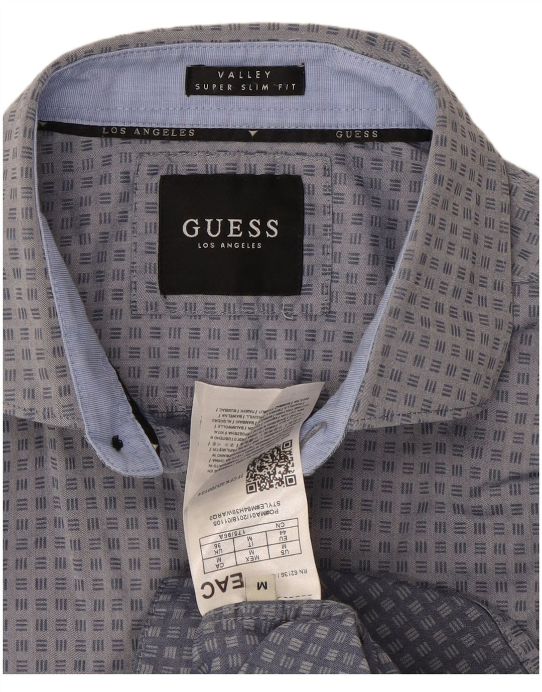 Guess Valley super uska košulja srednje siva geometrijskog pamuka