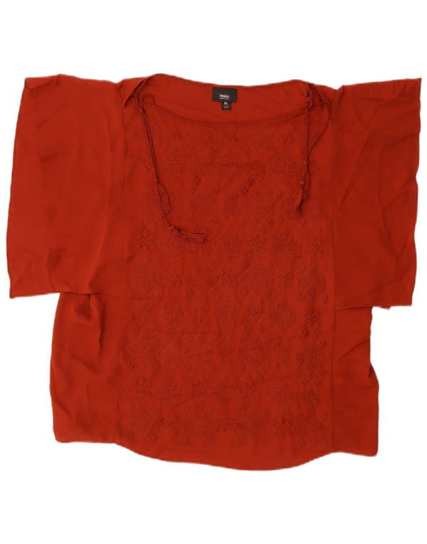 MOSSIMO ženski gornji dio bluze s krilima šišmiša UK 18 XL kestenjasto smeđa geometrijski poliester