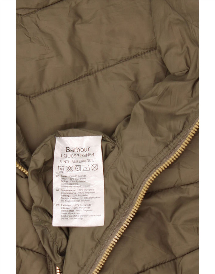BARBOUR Womens Padded Jacket UK 14 Medium Khaki Polyamide Vintage Barbour and Second-Hand Barbour from Messina Hembry 