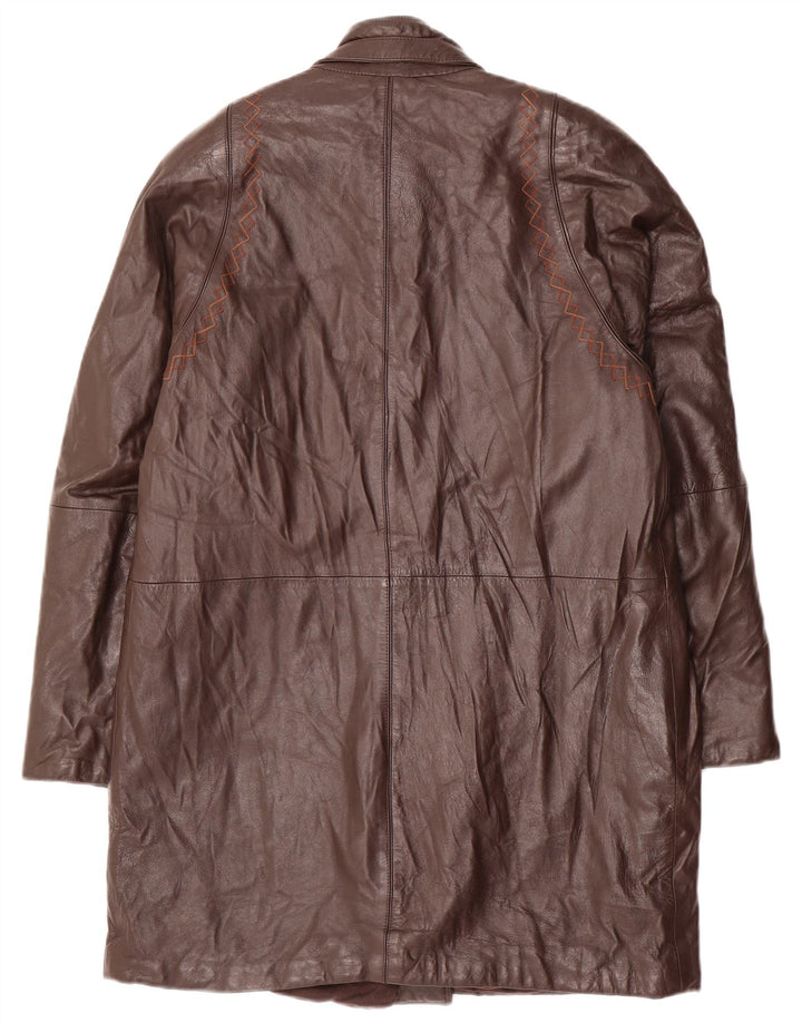 VINTAGE ženski kožni kaput UK 14 Srednje smeđa