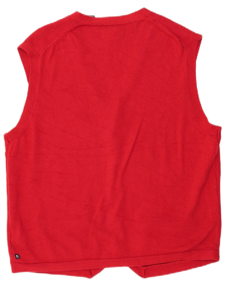 CHAPS Veliki crveni pamučni muški kardigan pulover bez rukava