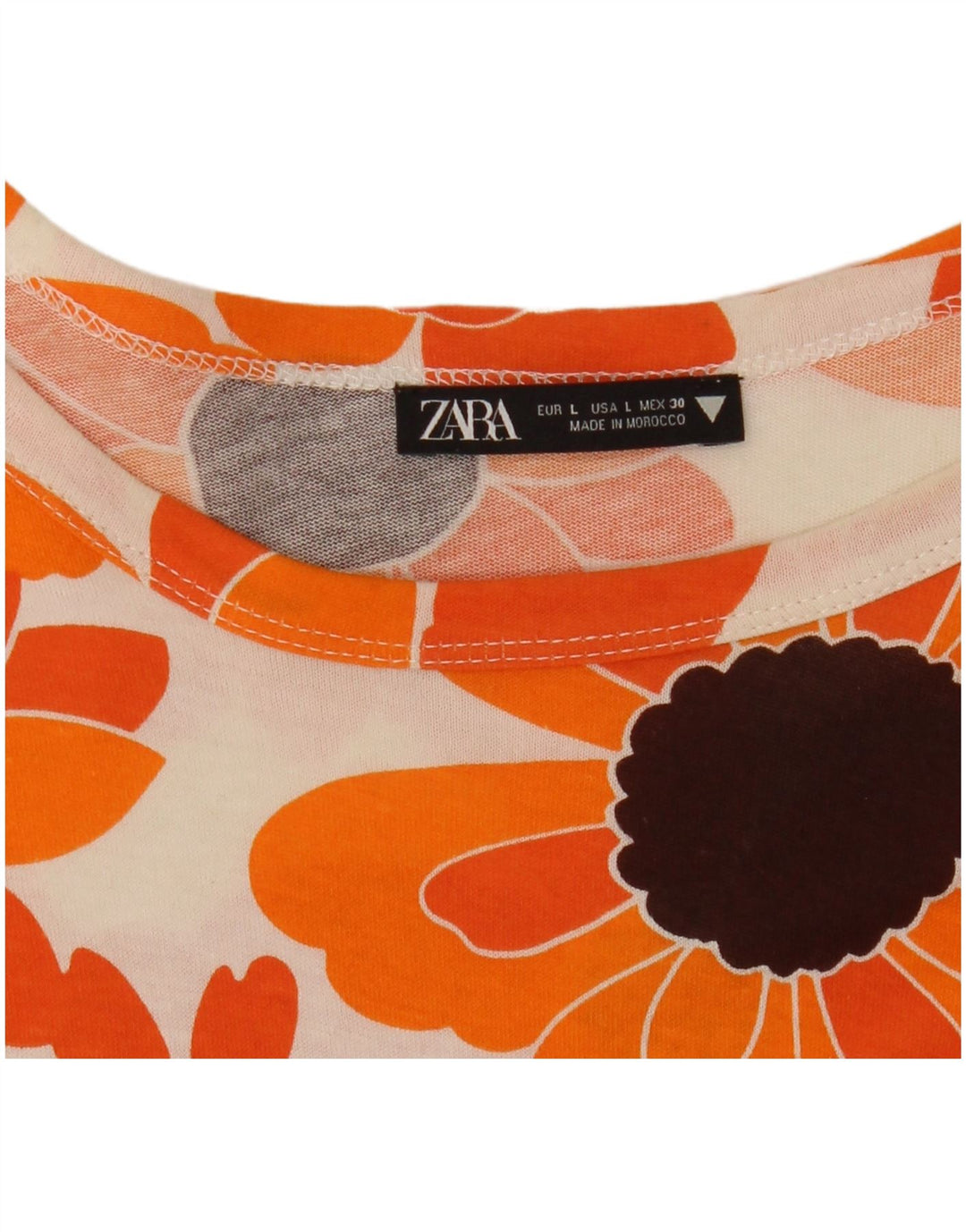 ZARA ženska majica kratkih rukava UK 16 Large Orange Floral