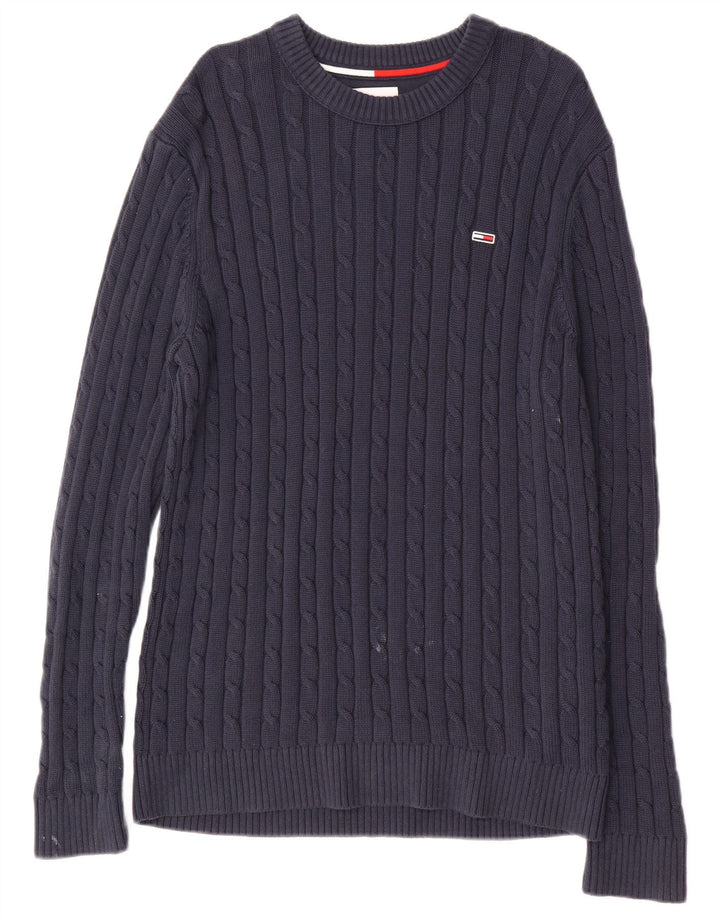 TOMMY HILFIGER Muški džemper s okruglim izrezom srednje tamnoplave boje