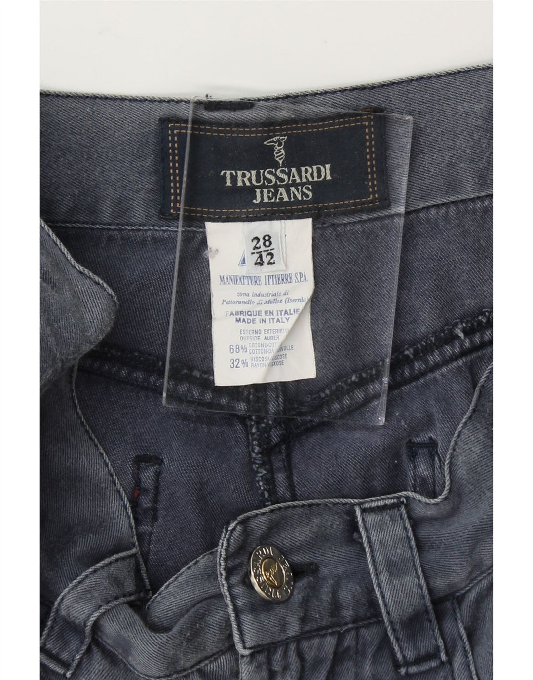 TRUSSARDI Womens Denim Skirt IT 42 Medium W28 Blue Cotton Vintage Trussardi and Second-Hand Trussardi from Messina Hembry 