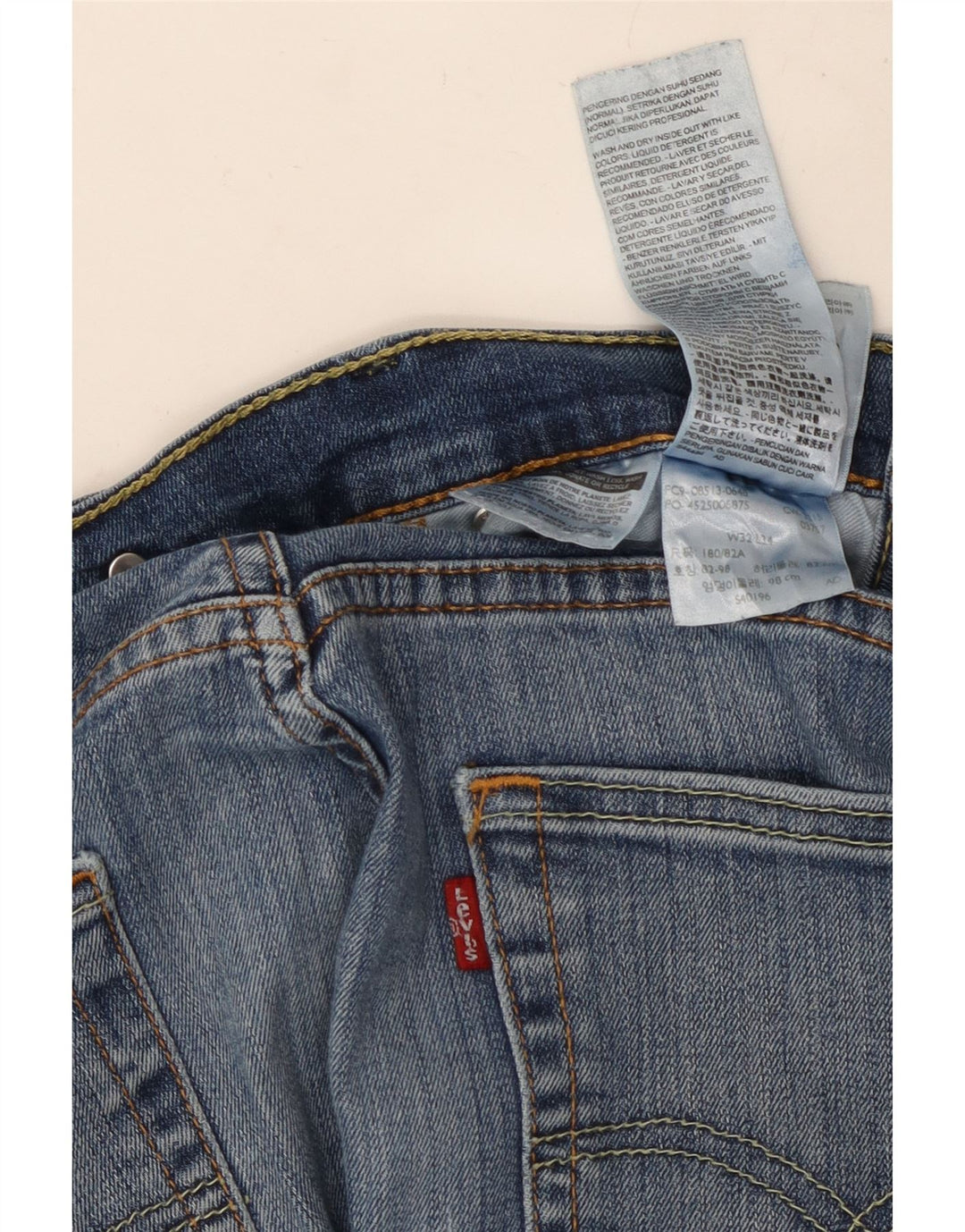LEVI'S Muške uske traperice W32 L34 Plavi pamuk