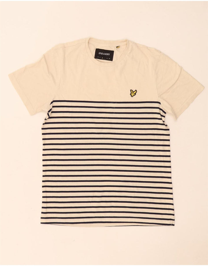 Muška majica kratkih rukava Lyle & Scott Srednje bež prugasti pamuk