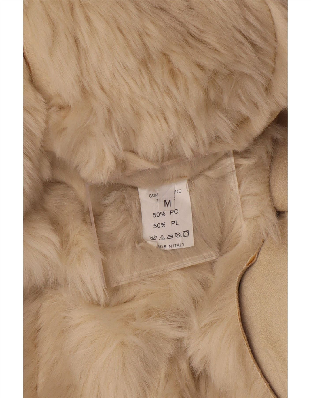 VINTAGE ženski šerpa kaput s kapuljačom UK 14 srednje bež akril